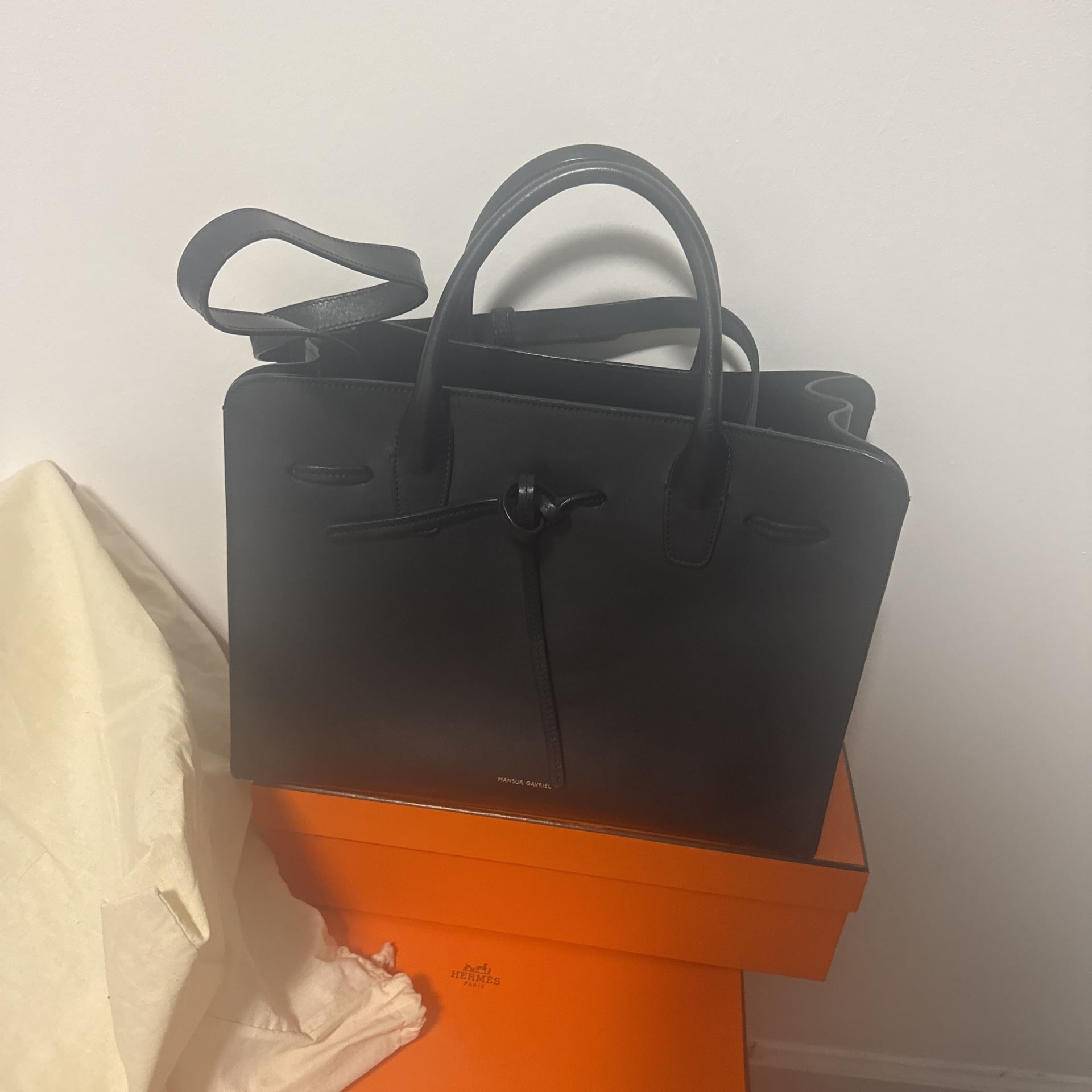 Mansur Gavriel Leather Top Handle Bag - Black Handle Bags, Handbags - Wgy52156